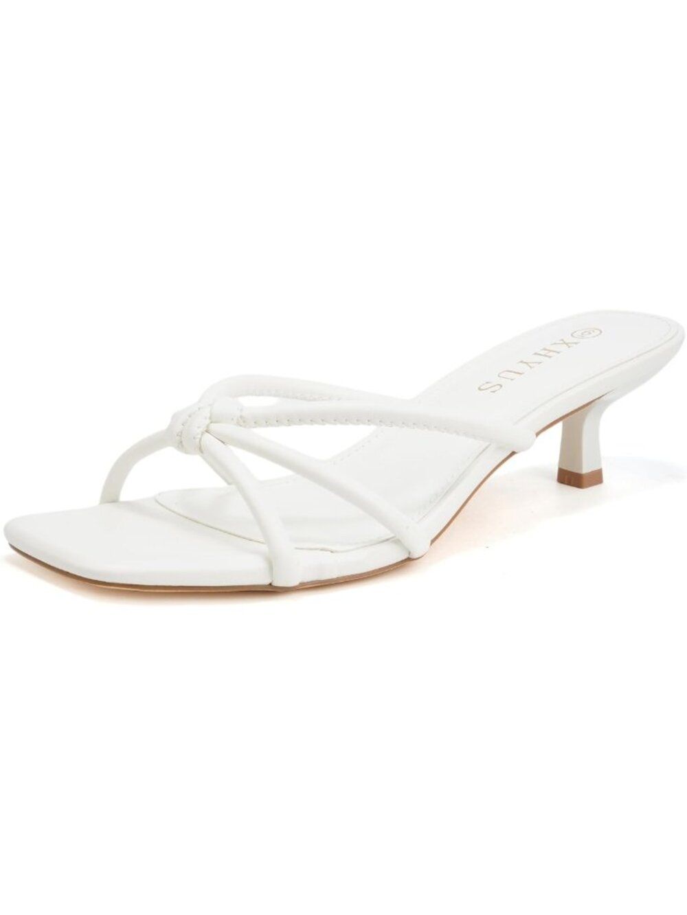Comfy Women's Spaghetti Strap Open Toe Kitten Heel Mule Sandals - 1.8" to 2